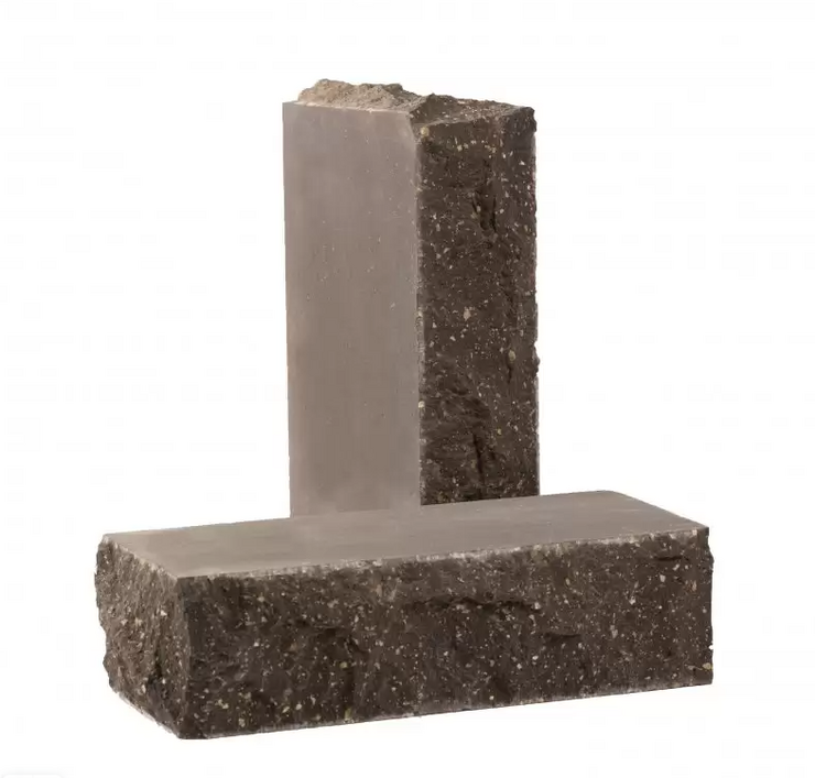 Кирпич облицовочный полнотелый тычковый «Дикий камень» КСЛБ6 Графит